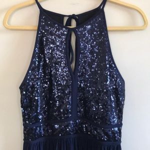 Brand new formal sequin blue floor length dress